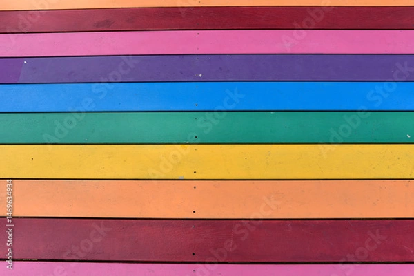 Fototapeta Colorful Wooden Plank Floor with Rainbow Pattern