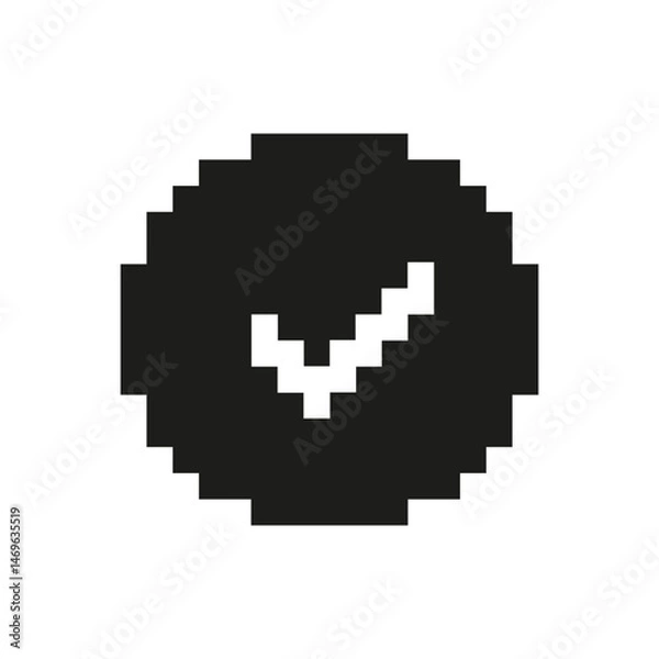 Fototapeta Pixelated Check Mark Icon. Symbol of Approval, Success, and Confirmation. Isolated Vector Illustration