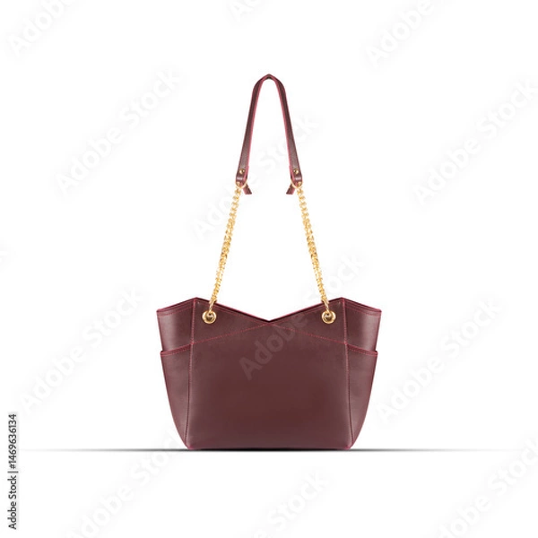 Obraz Women's luxury handbag, brown handbag purse, leather bag isolated on white background, simple and unique handbag ideas