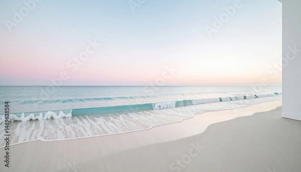 Fototapeta Beach View with Turquoise Water at Dawn