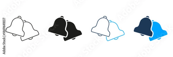 Fototapeta Bell Notification Line And Solid Icon Set. Alert And Reminder Symbol Collection. Communication And Messaging Alert Design. Isolated Vector Illustration