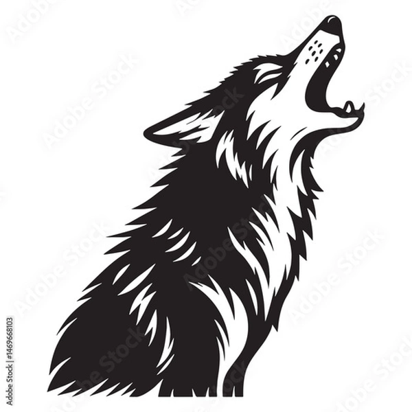 Fototapeta Fierce and bold howling coyote silhouette ideal for wild desert designs – howling coyote vector – howling coyote illustration – silhouette of howling coyote

