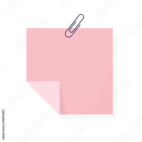 Fototapeta Cute pink paper notes set. Blank sheets, stickers, memo pages for diary, planner, or to-do list. Flat vector illustration. Isolated on white background.