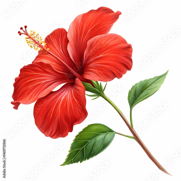Fototapeta Stunning Red Hibiscus Flower: High-Resolution Botanical Image