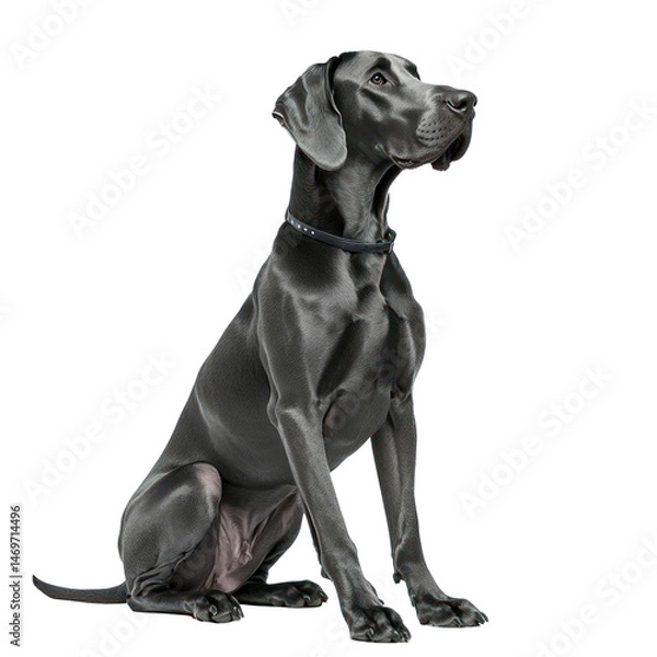 Fototapeta Majestic Great Dane in Profile: A striking studio shot of a Great Dane, poised and elegant, with its distinctive coat and alert gaze, embodying the breed's noble character.