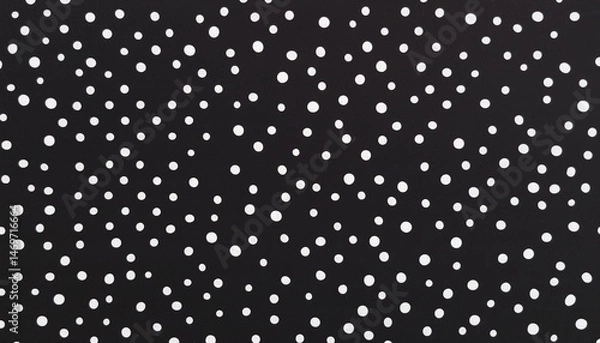 Fototapeta Black Background White Polka Dots Scattered Pattern Texture Design