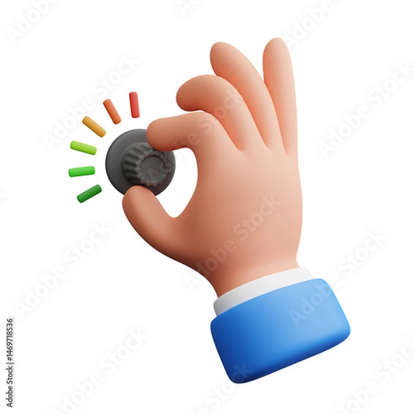 Obraz Hand gesture adjusting control knob 3d illustration