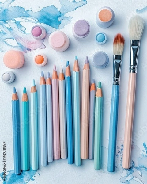 Fototapeta Vibrant Art Supplies for Creative Projects