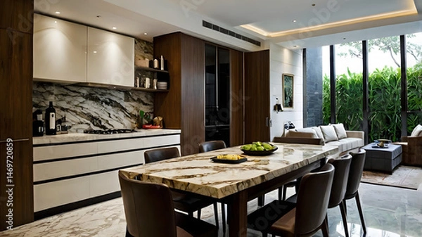 Obraz dining room interior with luxury marble 