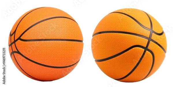 Fototapeta Two Orange Basketballs Side by Side, Isolated on Transparent Background