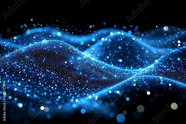 Fototapeta Abstract digital design with glowing blue particles.