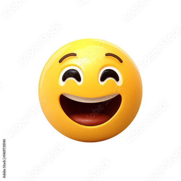 Fototapeta 3D Render of a Happy Smiling Emoji on Transparent Background