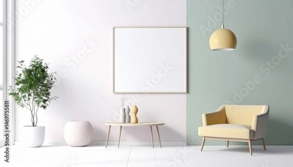 Fototapeta Picture of a living room with a chair and a table