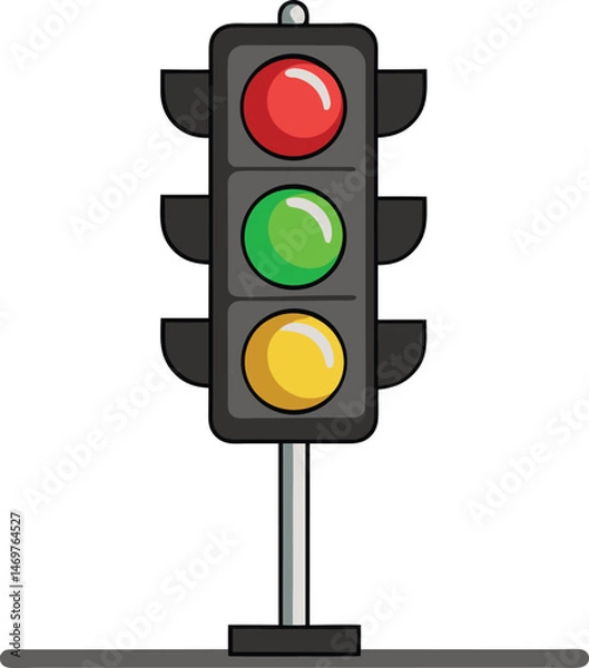 Obraz A red traffic light changed to a green go signal on the street