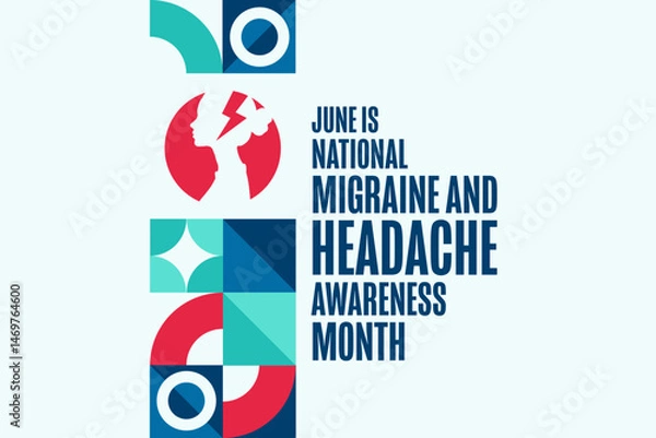 Fototapeta June is National Migraine and Headache Awareness Month. Holiday concept. Template for background, banner, card, poster with text. Vector EPS10 illustration.