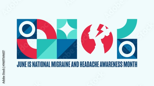 Fototapeta June is National Migraine and Headache Awareness Month. Holiday concept. Template for background, banner, card, poster with text. Vector EPS10 illustration.