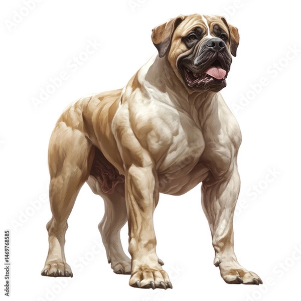Fototapeta Muscular canine: A majestic dog, showcasing its impressive physique with its powerful muscles and sturdy stance, radiating strength and alertness.