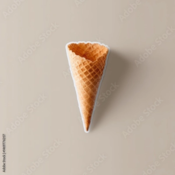 Fototapeta Creative Sticker Design of a Single Ice Cream Cone Illustrating Dessert Visual Delight