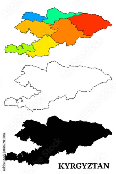 Fototapeta Simple line and filled map of Krygystan, ideal for geographic presentations