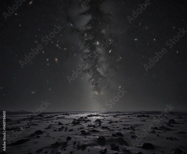 Obraz Vast, inky black sky ablaze with countless sparkling stars ,  dark,  background