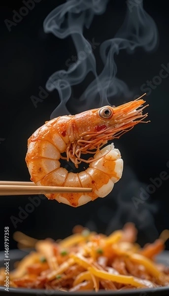 Fototapeta Steaming Prawn Perfection