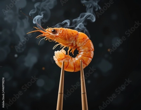 Fototapeta Steaming Prawn Perfection