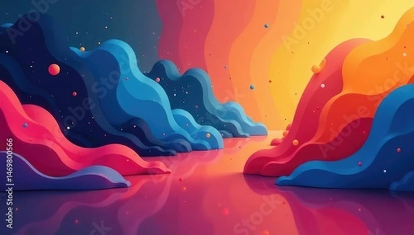 Fototapeta Abstract shapes forming a late-arriving design element , belated, concluding