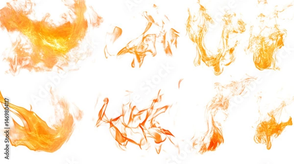 Fototapeta Vibrant Fire Flames Set Isolated on Transparent Background for Creative Design Projects
