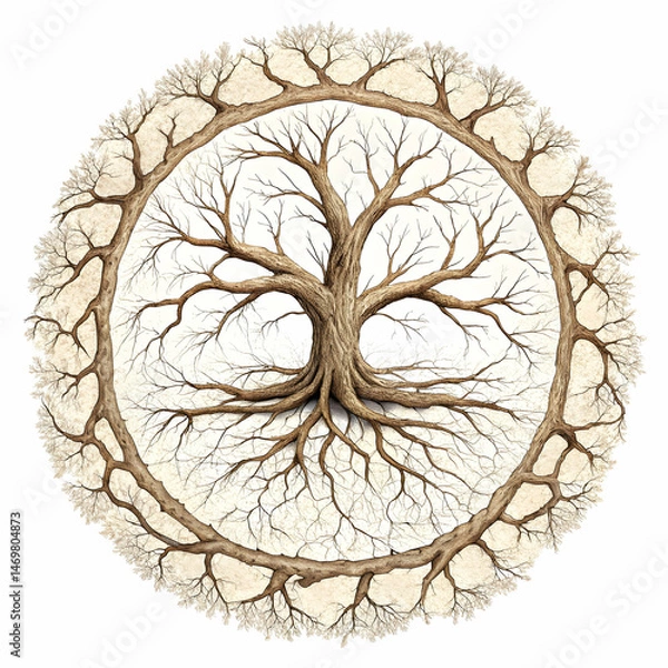 Fototapeta Stunning Tree of Life Image: Circular Roots and Branches