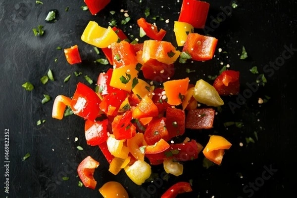 Fototapeta Colorful diced peppers