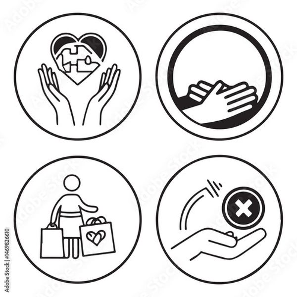 Obraz Charity icon set, Share, help care icon collection vector