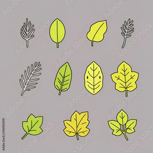 Fototapeta fully editable outline icon collection from nature concept. thin line icons set such as pine leaf, ovate, palmatelly, cordate, sassafras leaf,