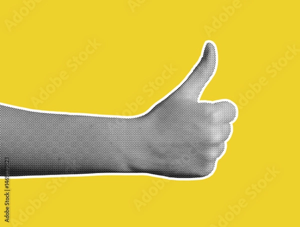 Obraz Hand with thumb up, showing approval and agreement. Gesture of support, acceptance, and confirmation