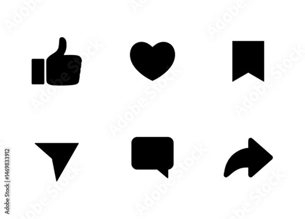 Obraz like,comment,share icons set isolated on transparent background