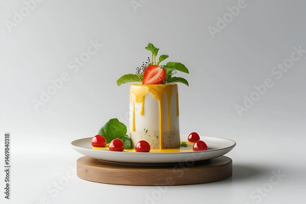 Fototapeta ice cream with strawberries