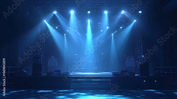 Fototapeta Dramatic stage lighting illuminating an empty concert venue, ready for a live performance