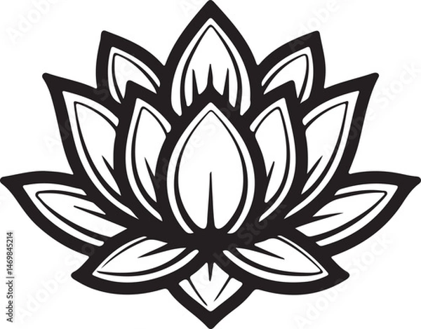 Fototapeta Lotus flower design: A minimalist line art design of a lotus flower, representing purity, enlightenment, and spiritual awakening.