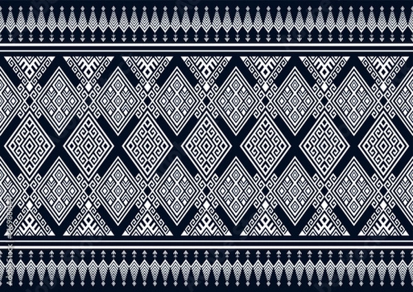 Fototapeta Native geometric ethnic pattern vector vintage black and white graphic design for clothing, home decoration, carpet, fabric. Traditional border graphic eps10 vector.