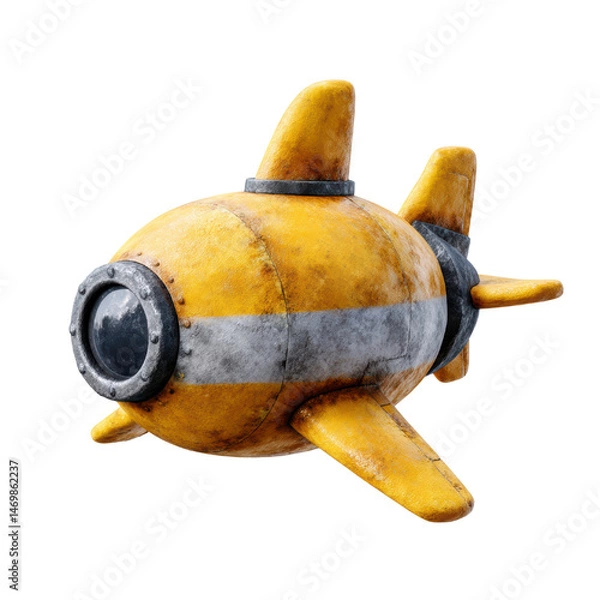 Fototapeta Colorful Submarine Model with Porthole and Vintage Design Ideal for Marine Adventures