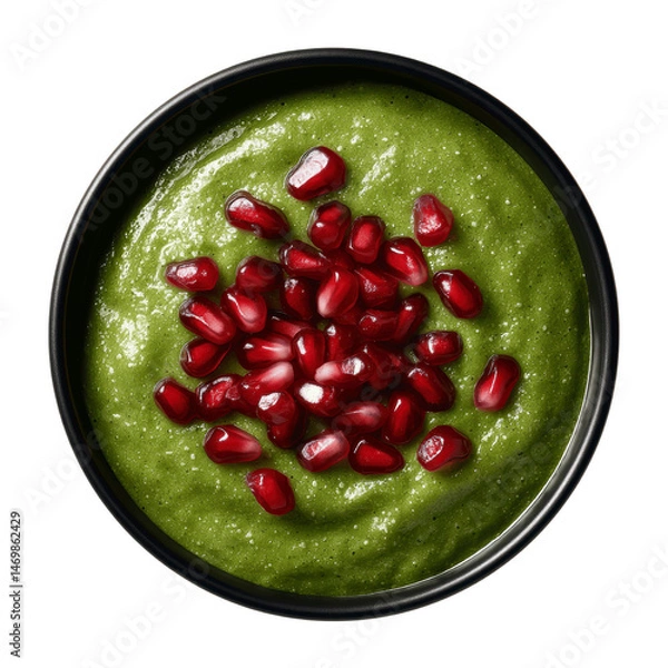 Fototapeta Green Smoothie Bowl Topped with Pomegranate Seeds