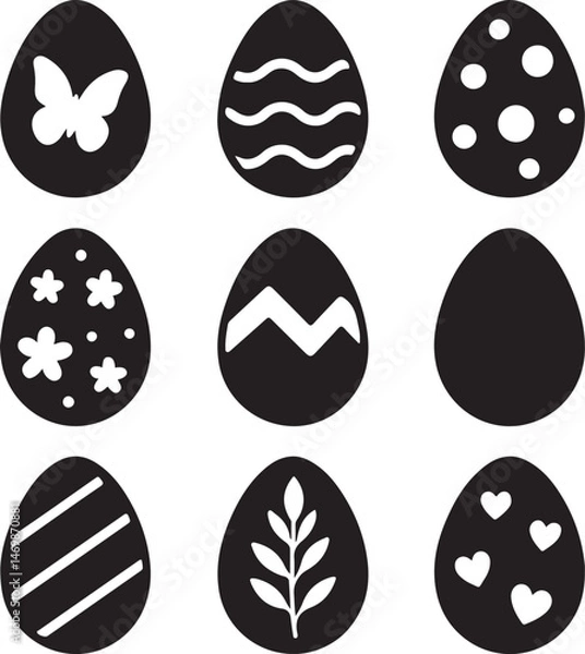 Fototapeta Easter Eggs Icon Silhouette Minimal Style