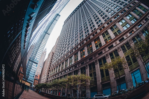 Fototapeta 高層ビルと歴史建築の街並み