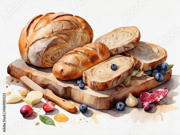 Fototapeta "Braided Challah Bread for Hanukkah Celebration – AI-Generated Image"