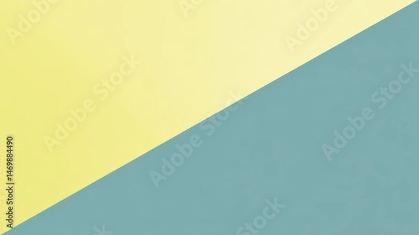 Obraz Two-color block with diagonal split in yellow and teal, soft contrast, minimalist design for backgrounds and covers.