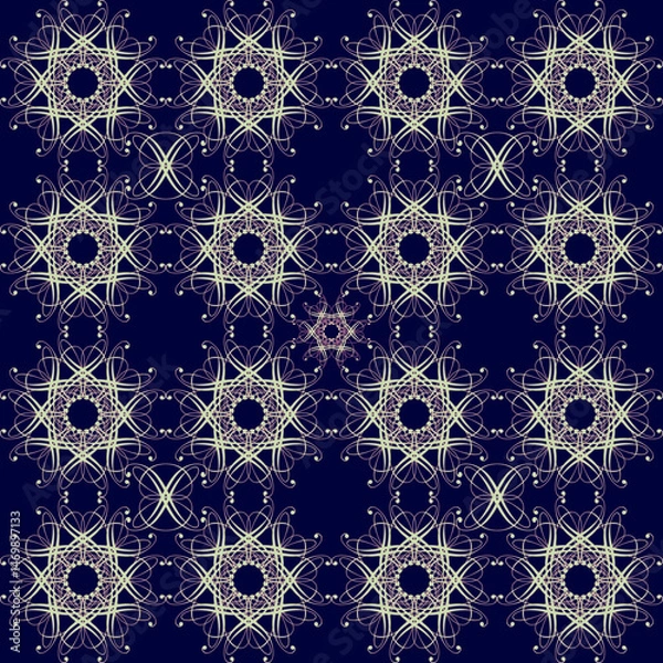 Fototapeta Elegant lace style pattern on deep blue background 