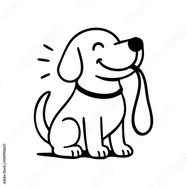 Fototapeta A dog holding its own leash, standing by the door, ready for a walk, face full of hope.