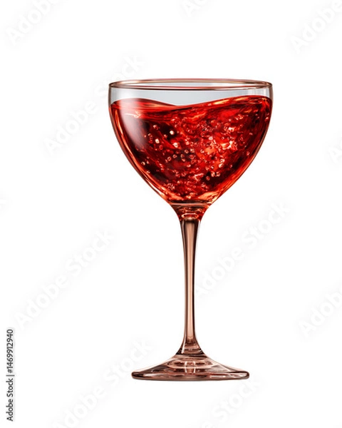 Fototapeta Elegant cocktail glass filled with sparkling crimson drink invites indulgence at a chic evening gathering