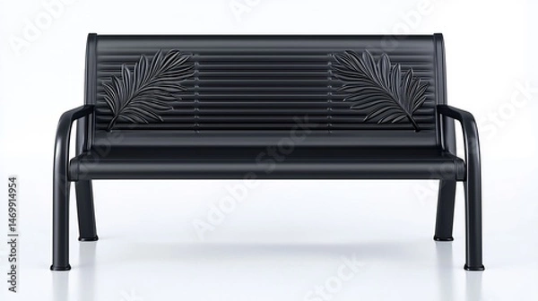 Fototapeta Modern park bench with leaf design