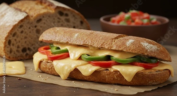 Fototapeta Sandwich with Cheese and Vegetables
