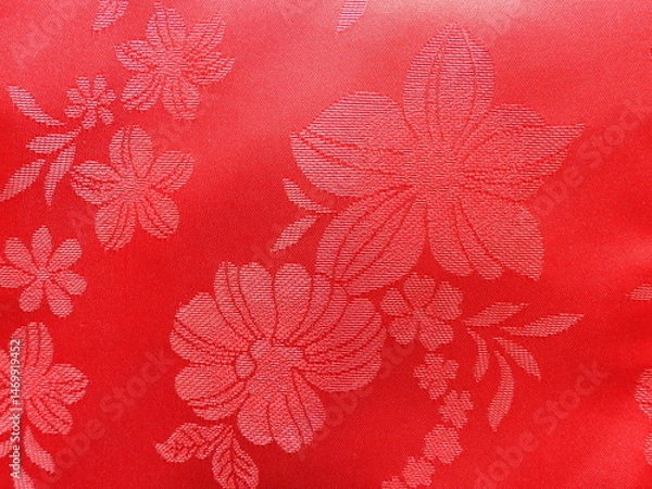 Obraz Red floral pattern silk texture for Hanbok